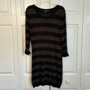 French Connection Striped Sweater Sheath Dress Womens Sz 10 Knit Stretch Warm